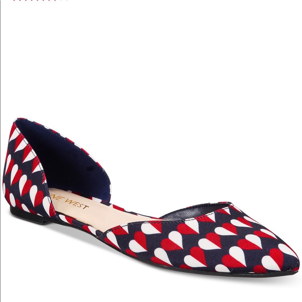 COPY - CUTE 9west heart-design pointy toe flats